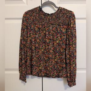 Lucky Brand Multicolor Floral Smocked Blouse